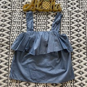 Chambray Style Sleeveless Ruffle Top